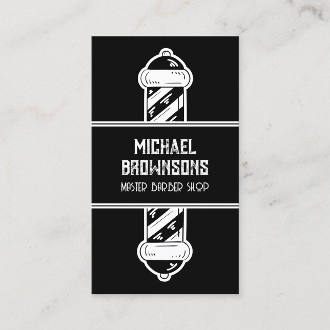 Blac Iconic Modern Vintage Barber Business Card (Front)