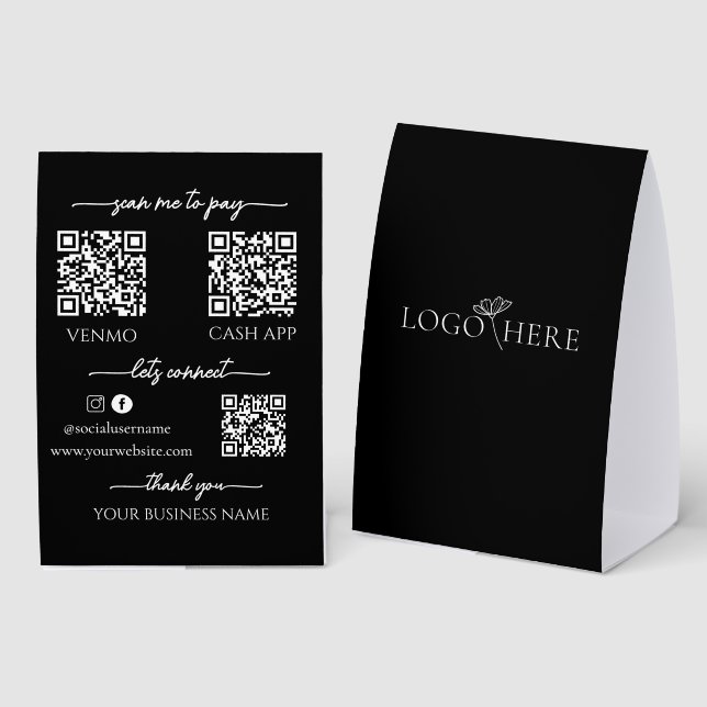 Blac Mobile Checkout Business qr code table topper (Front/Back)