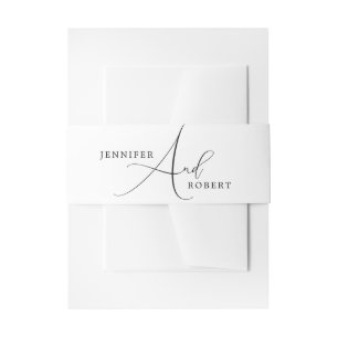 Blac Script Typography On White Background Invitation Belly Band