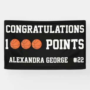 Black 1000 Basketball Career Points Scorer Player Banner