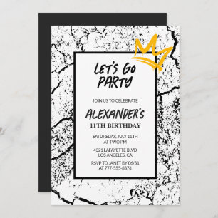 Black 11th birthday invitation Boy Hip Hop  