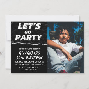 Black 11th birthday invitations Boy Photo