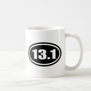 Black 13.1 Half Marathon Oval Coffee Mug