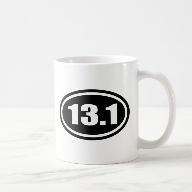 Black 13.1 Half Marathon Oval Coffee Mug (Right)