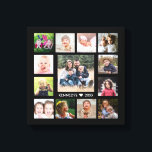 Black  13 Photo Collage Family Name Personalised  Canvas Print<br><div class="desc">Create your own photo collage wrapped canvas print with 13 of your favourite pictures on a Black background.Personalise with family name and established date.</div>