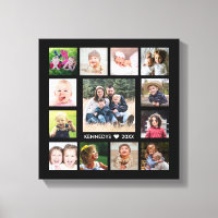 Black  13 Photo Collage Family Name Personalised 