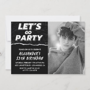 Black 13th birthday invitations Boy Photo 