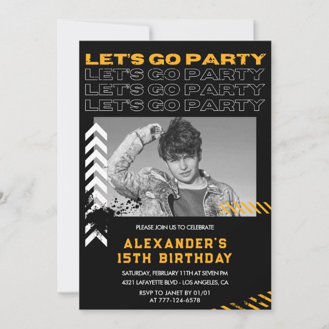 Black 15th birthday invitations Men Photo Spray (Front)