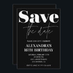 Black 16th birthday invitation Save the date White<br><div class="desc">Black 16th birthday invitation Save the date White modern</div>