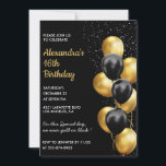Black 16th birthday invitations Gold Glitter Glam<br><div class="desc">Black 16th birthday invitations Gold Glitter Glam Sparkle</div>