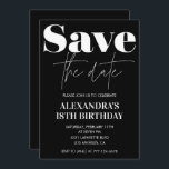 Black 18th birthday invitation Save the date White<br><div class="desc">Black 18th birthday invitation Save the date White modern</div>