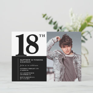 Black 18th birthday invitations Elegant Chic