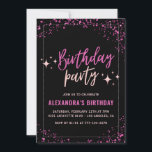 Black 18th birthday invitations Pink Glitter party<br><div class="desc">Black 18th birthday invitations Pink Glitter party sparkle</div>