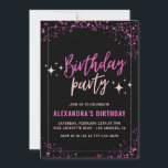 Black 18th birthday invitations Pink Glitter party<br><div class="desc">Black 18th birthday invitations Pink Glitter party sparkle</div>