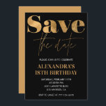Black 18th birthday invitations Save the date Gold<br><div class="desc">Black 18th birthday invitations Save the date Gold</div>