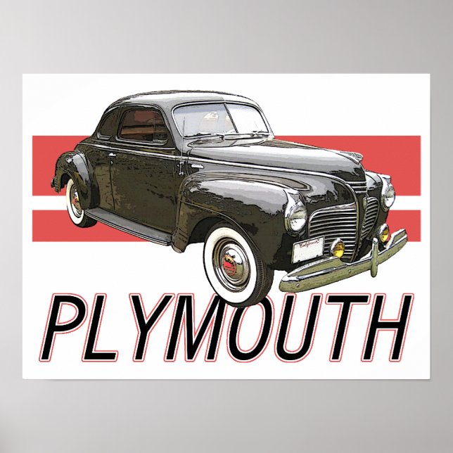 Black 1941 Plymouth w/ red graphics Poster (Front)