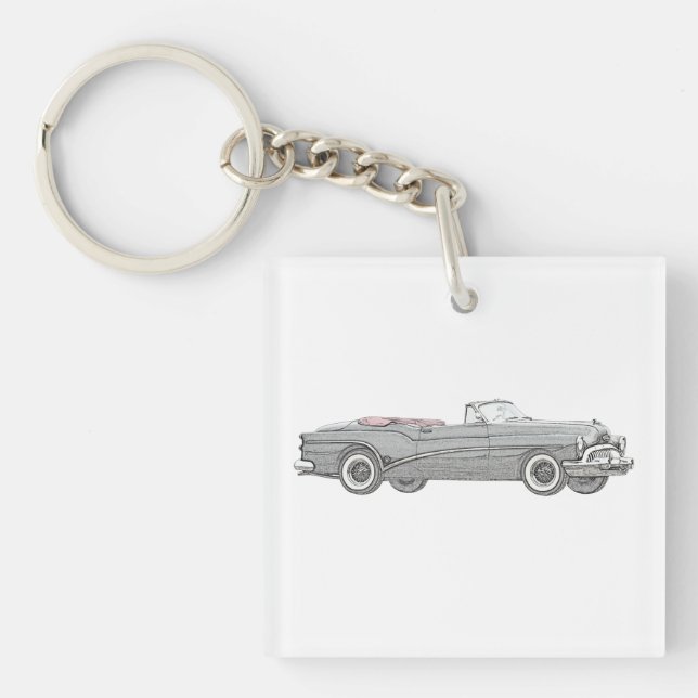 Black 1953 Buick Skylark Convertible Coupe Acrylic Key Ring (Front)