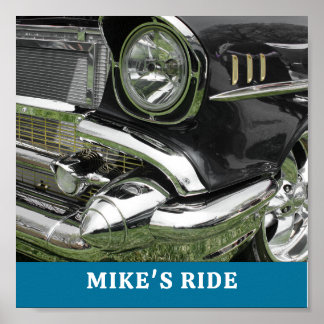Black 1957 Chevy Car, Name/Message, Your Photo/Art Poster