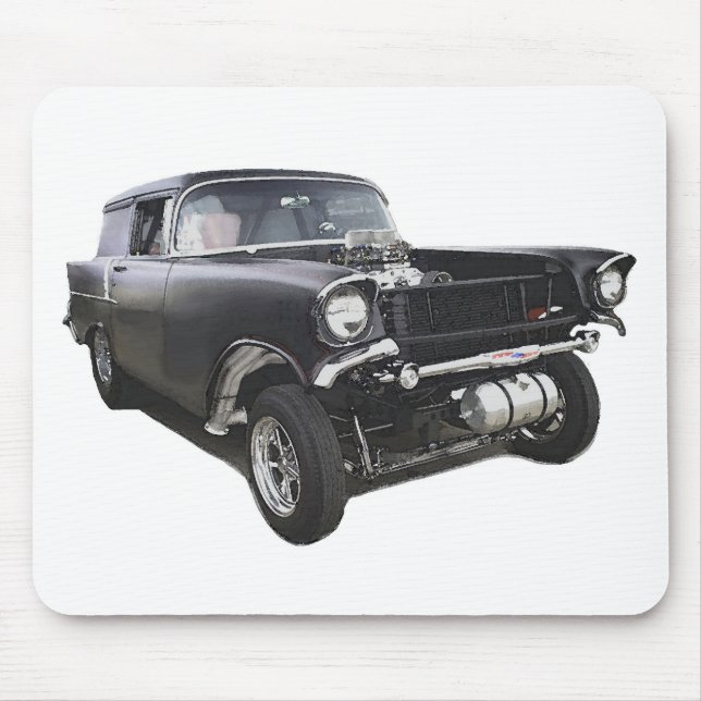 Black 1957 Chevy sedan delivery wagon gasser drag Mouse Mat (Front)