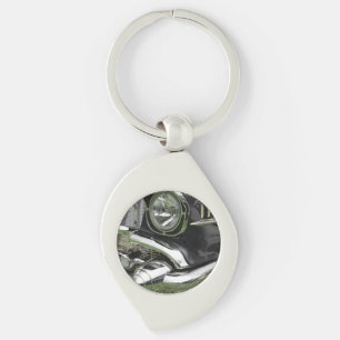 Black 1957 Chevy Vintage Car, Your Photo or Art Key Ring
