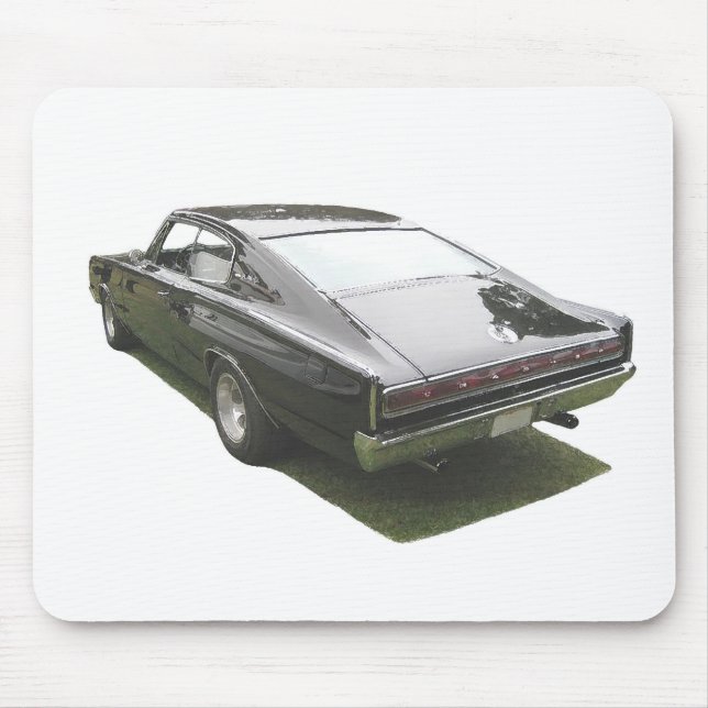 Black 1967 Dodge Charger mousepad. Mouse Mat (Front)