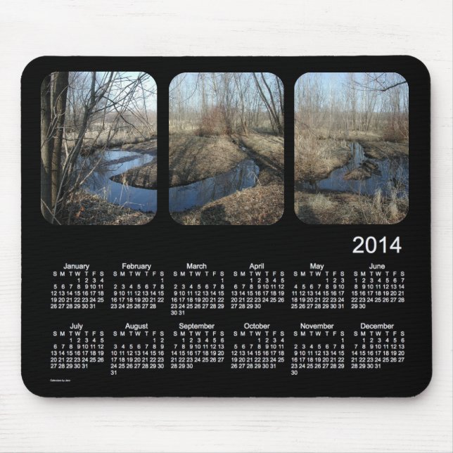 Black 2014 Landscape Calendar Mouse Mat (Front)