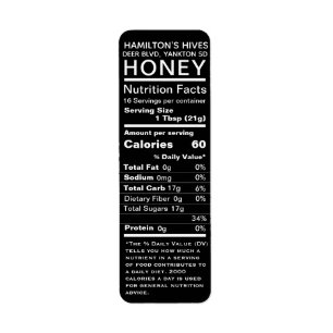 Black 2021 Nutrition Honey Return Address Label