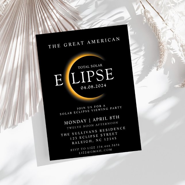 Black 2024 Total Solar Eclipse Viewing Party Invi Invitation (Creator Uploaded)