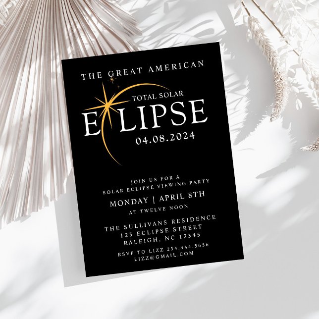  Black 2024 Total Solar Eclipse Viewing Party Invitation (Creator Uploaded)