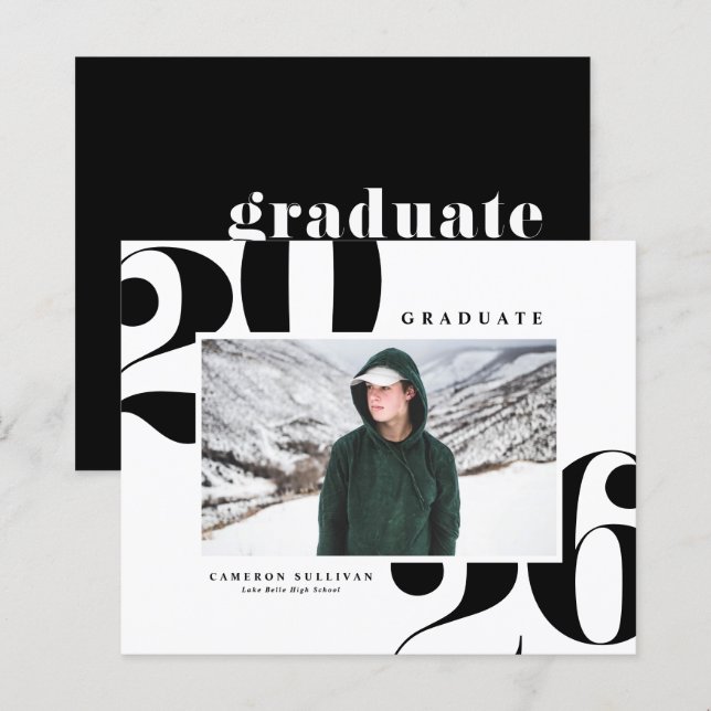 Black 2025 Bold Typography Photo Graduation (Front/Back)