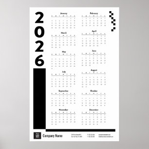 Black 2026 Corporate Wall Calendar Poster