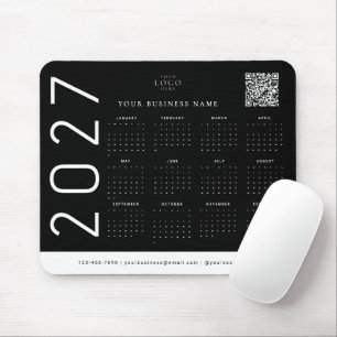 Black 2027 Calendar Business Logo Corporate Mouse Mat