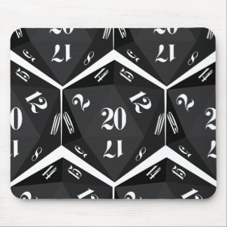Black-20-Sided-Dice-Pattern Mouse Mat
