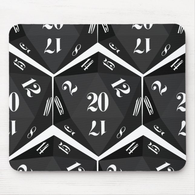 Black-20-Sided-Dice-Pattern Mouse Mat (Front)