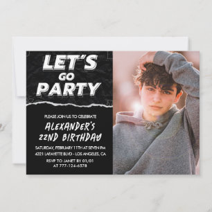 Black 22nd birthday invitations Men Photo 