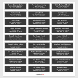 Black 27 Custom Guest Names Address Wedding Labels