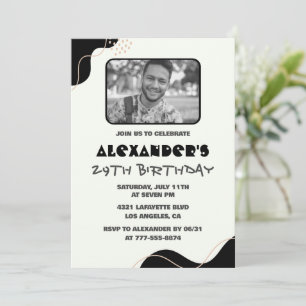Black 29th birthday invitations Men Simple Photo