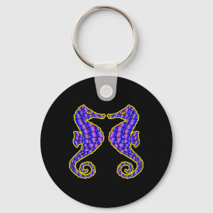 Black 2 Seahorses Key Ring