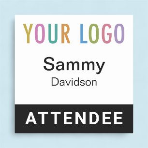 Black 2x2 Attendee Badge Event Logo Pin or Magnet