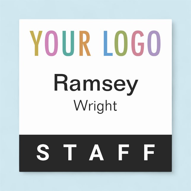 Black 2x2 Staff Badge Event Logo Pin or Magnetic (MISOOK 2 x 2 inch Square Staff Badge with Logo)