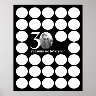 Black 30 Reasons We Love You Birthday Memories Poster
