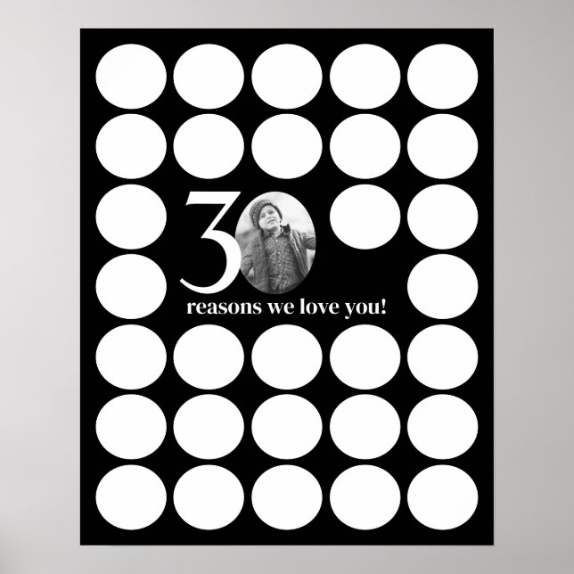 Black 30 Reasons We Love You Birthday Memories Poster (Front)