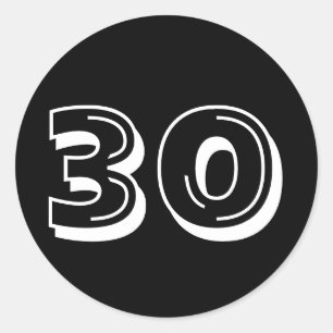 Black 30th Birthday Stickers