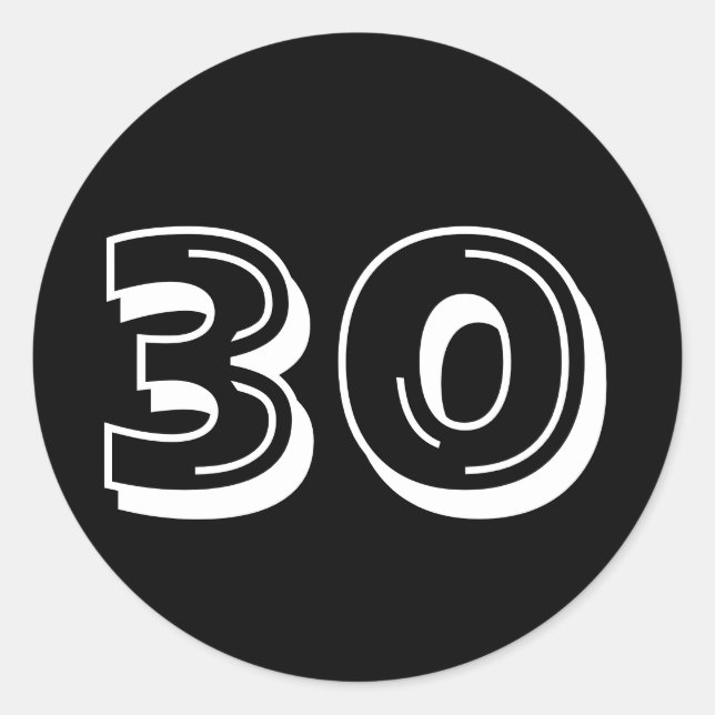 Black 30th Birthday Stickers (Front)