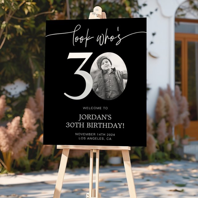 Black 30th Birthday Welcome Sign | Look Who's 30 (Creator Uploaded)
