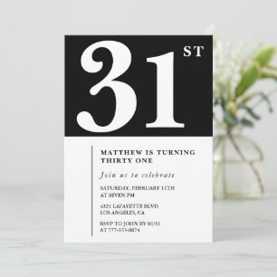 Black 31st birthday invitation Elegant Chic Simple