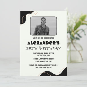 Black 38th birthday invitations Men Simple Photo