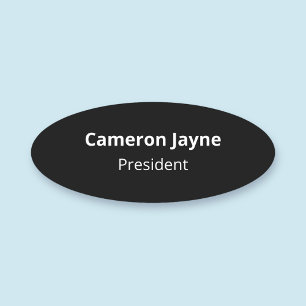 Black 3 inch Oval Name Tag No Logo Pin or Magnetic