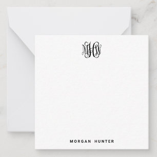 Black 3 Initial Vine Script Monogram DIY BG Card