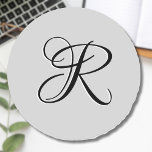 Black 3D Calligraphy Initial Letter | Pastel Grey Classic Round Sticker<br><div class="desc">Black 3D Calligraphy Initial Letter | Pastel Grey. You can choose to add your initial or the initial of a loved one. Whether it's a heartfelt gift for someone dear to you or a personal treat, the choice is yours. You can also remove the personalisation and enjoy the elegant and...</div>